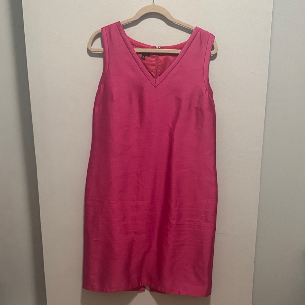 Talbots Hot Pink Sleeveless V-Neck Midi Dress